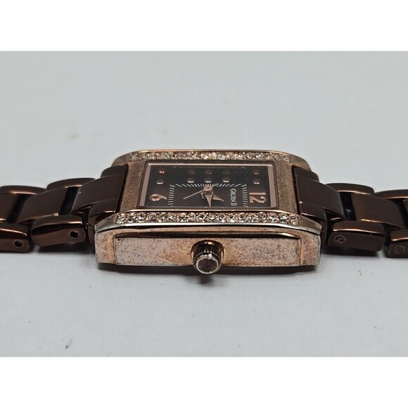 Gruen II Womens Rose Gold Rectangular Watch Crystal Bezel Brown Dial New Battery - Picture 10 of 10